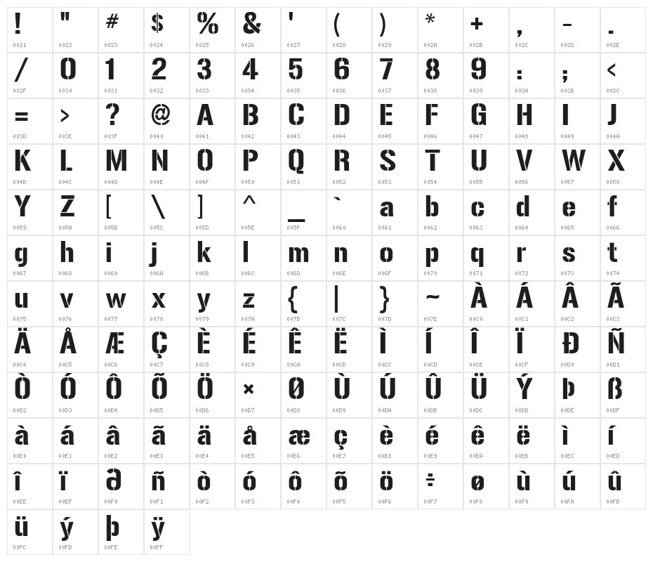 Gunplay-Regular Character Map
