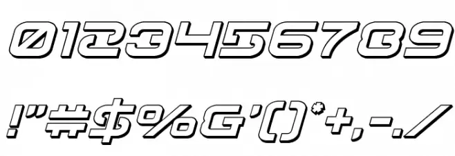 Gunrunner 3D Italic Font OTHER CHARS