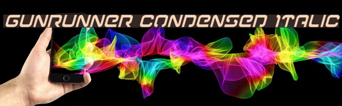 Gunrunner Condensed Italic Font examples