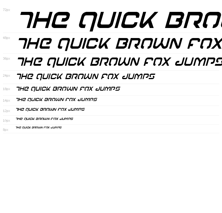 Gunrunner Condensed Italic Waterfall