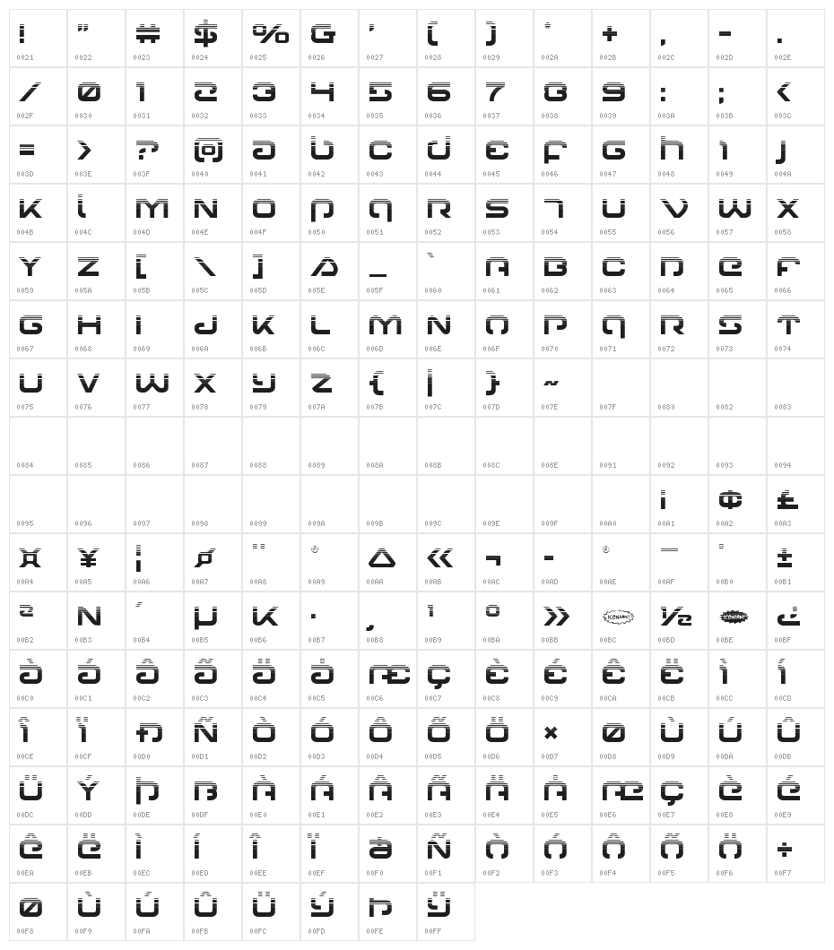 Gunrunner Halftone Character Map