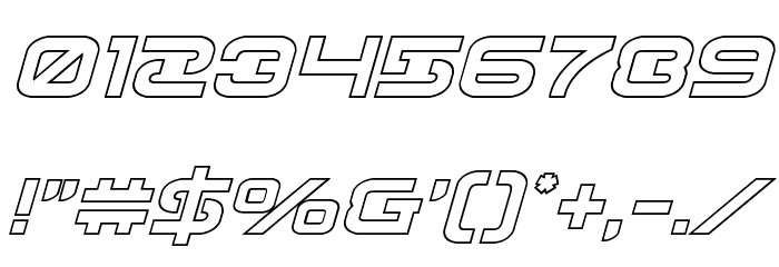 Gunrunner Ouline Italic Font OTHER CHARS