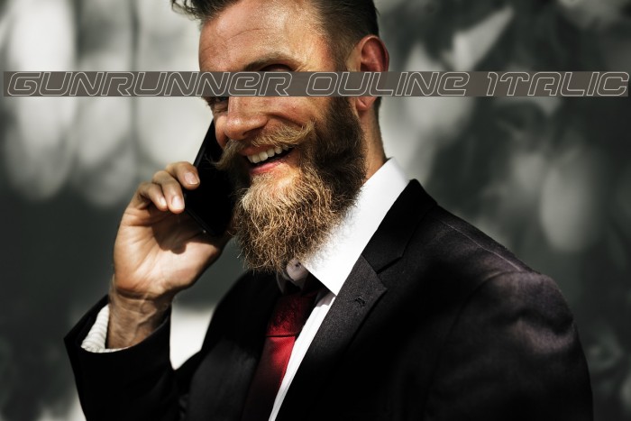 Gunrunner Ouline Italic Font examples