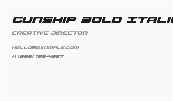 Gunship Bold Italic Business Card