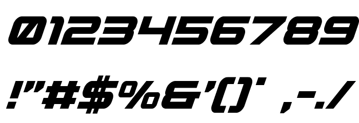 Gunship Condensed Italic Font OTHER CHARS