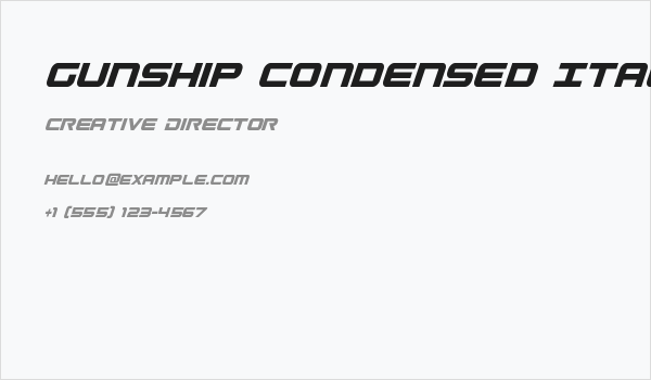 Gunship Condensed Italic Business Card