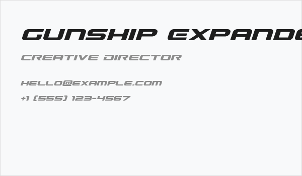 Gunship Expanded Italic Business Card