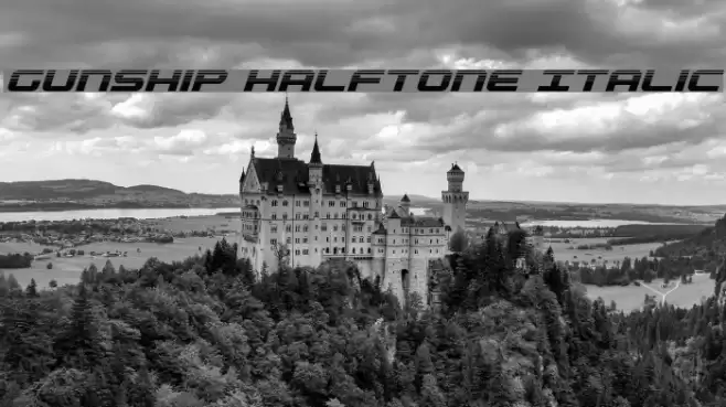 Gunship Halftone Italic Font examples