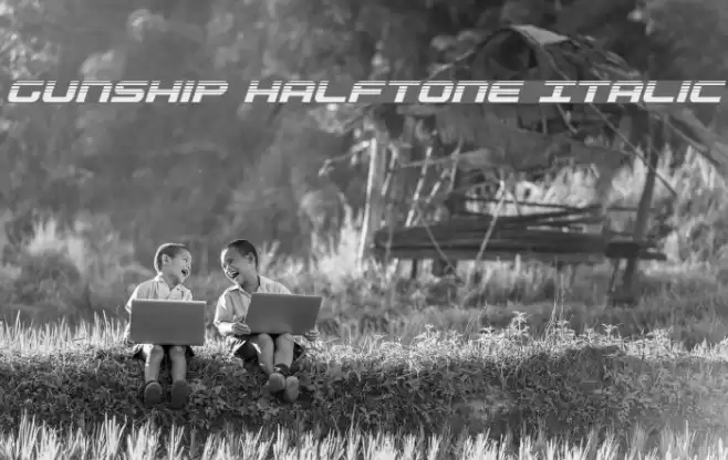 Gunship Halftone Italic Font examples