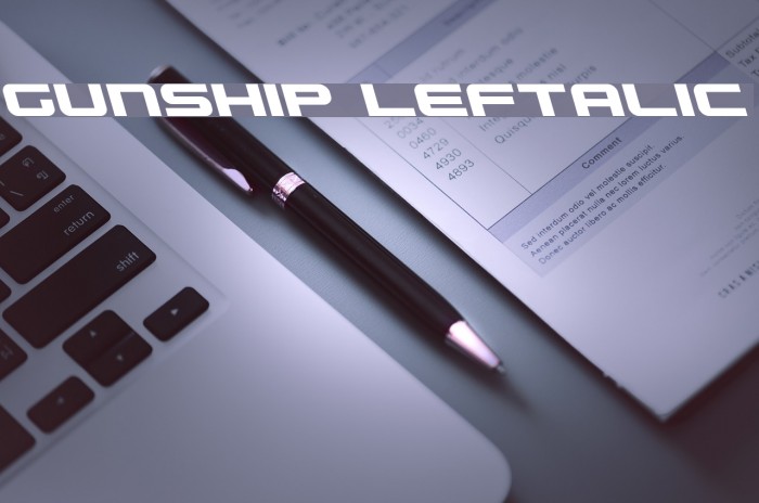 Gunship Leftalic フォント examples