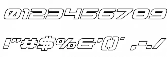 Gunship Outline Italic Font OTHER CHARS