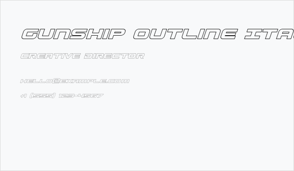 Gunship Outline Italic Business Card