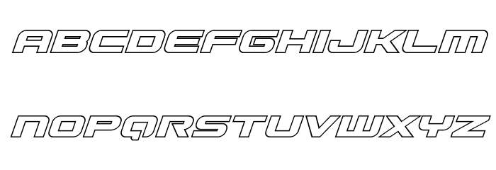 Gunship Outline Italic Font LOWERCASE