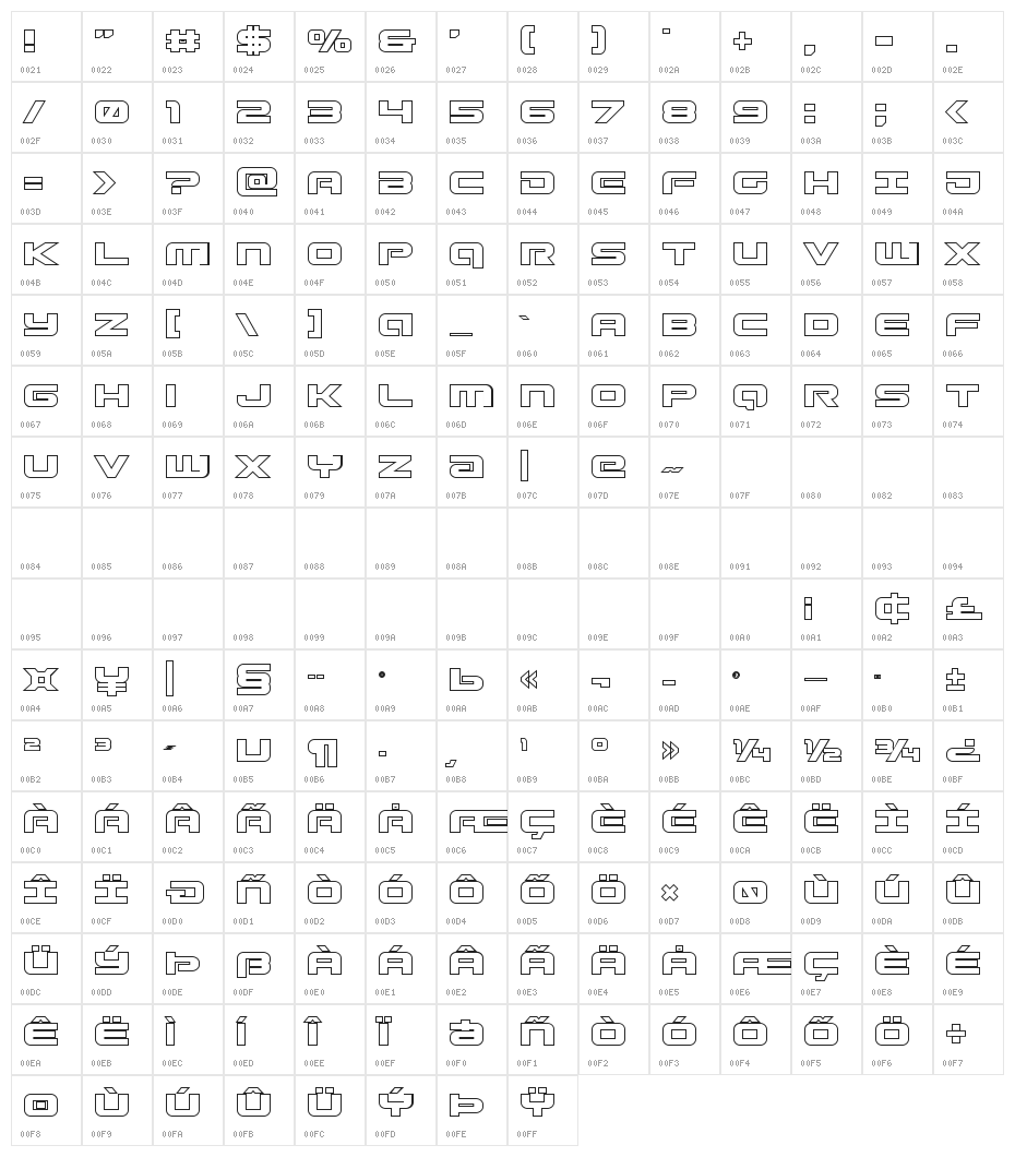 Gunship Outline Character Map