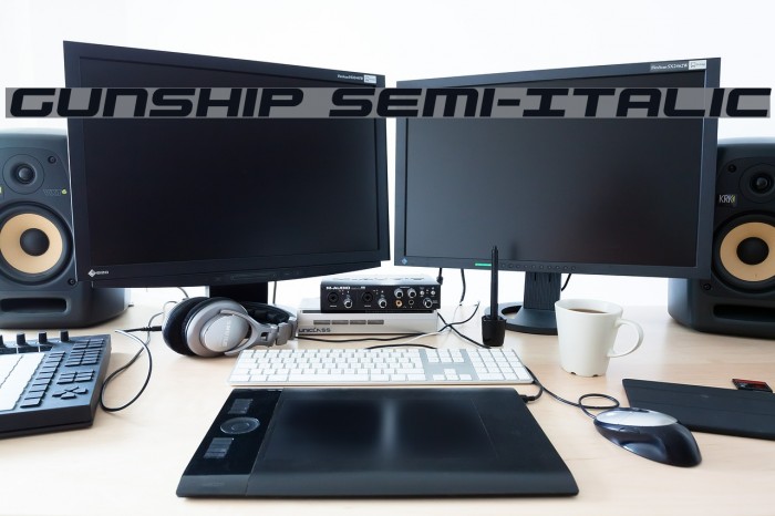 Gunship Semi-Italic Font examples