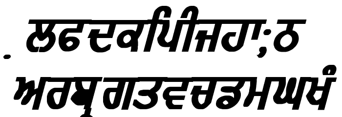 GurmukhiLys 010 Bold Italic Font LOWERCASE