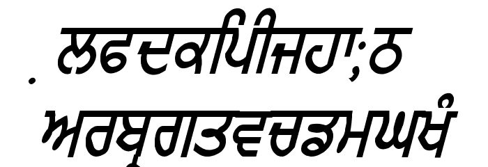 GurmukhiLys 010 Italic Font LOWERCASE