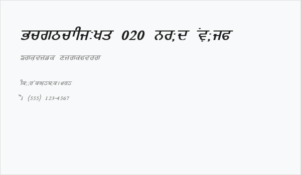 GurmukhiLys 020 Bold Italic Business Card