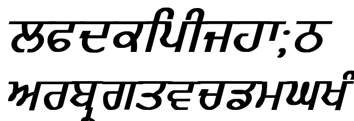 GurmukhiLys 020 Bold Italic Font LOWERCASE