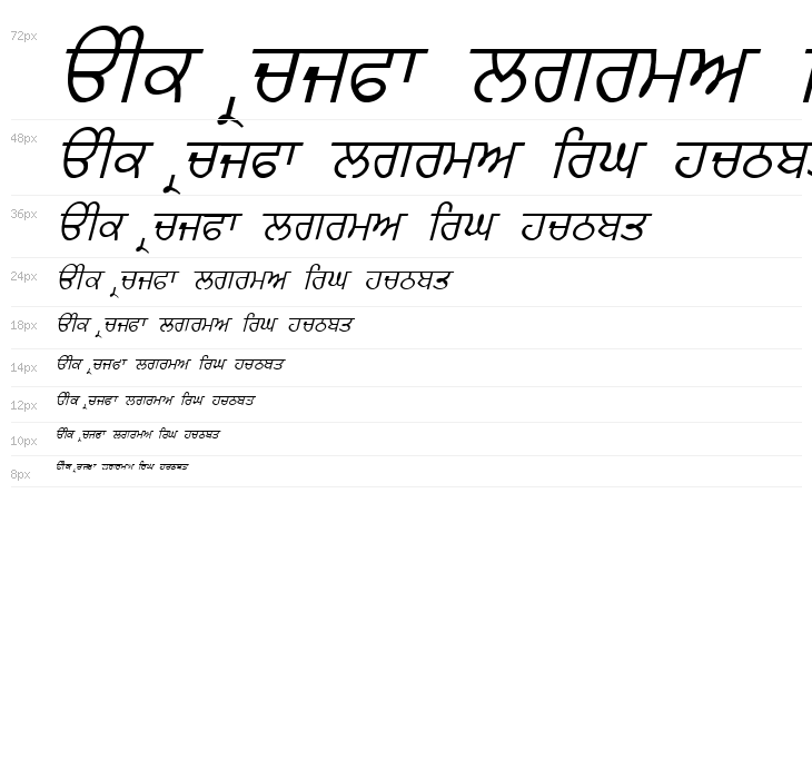 GurmukhiLys 020 Italic Waterfall