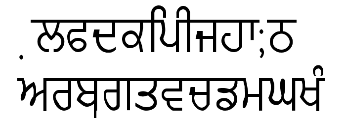 GurmukhiLys 020 Thin Font LOWERCASE