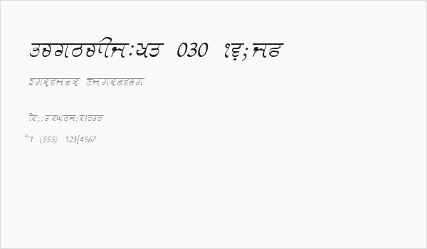 GurmukhiLys 030 Italic Business Card