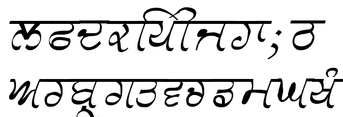 GurmukhiLys 030 Italic Schriftart Kleinbuchstaben