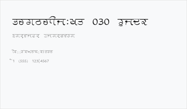 GurmukhiLys 030 Wide Business Card