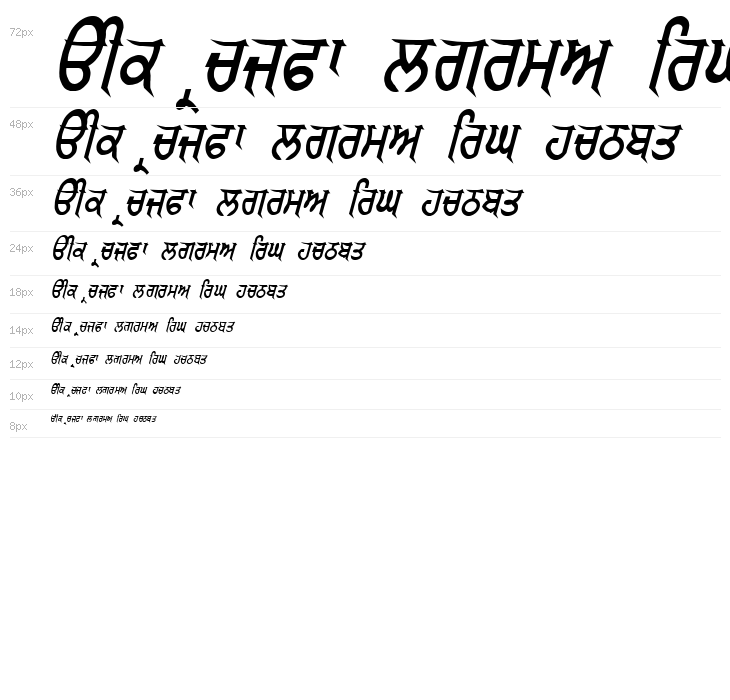 GurmukhiLys 040 Italic Waterfall