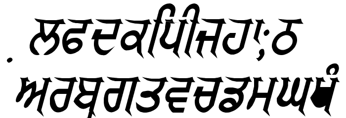 GurmukhiLys 040 Italic Font LOWERCASE