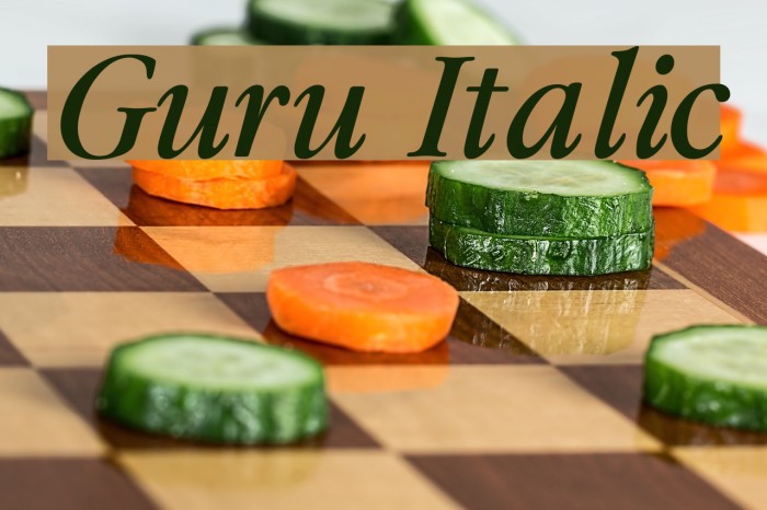 Guru Italic Font examples