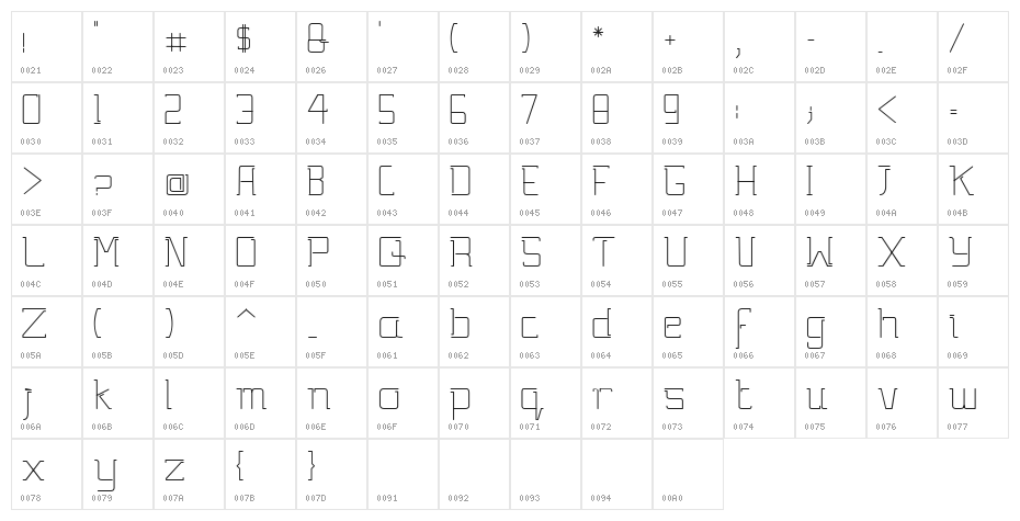 Gutsy Bold Character Map