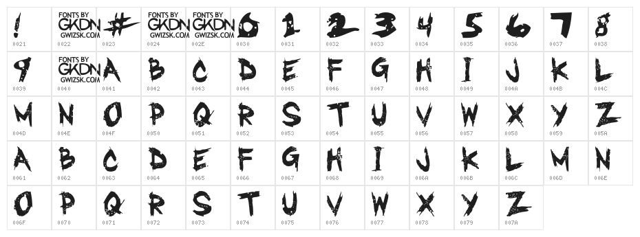 GwizsK-Regular Character Map