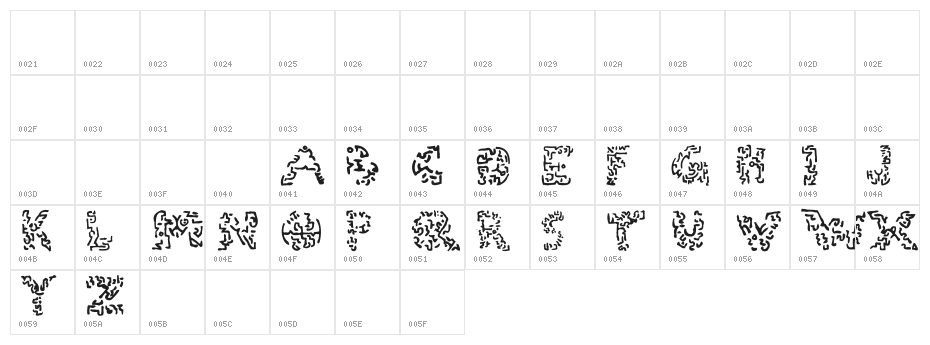 Gylphs of the Ancients Character Map