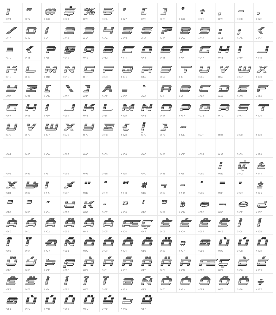 Gypsy Killer Chrome Italic Character Map