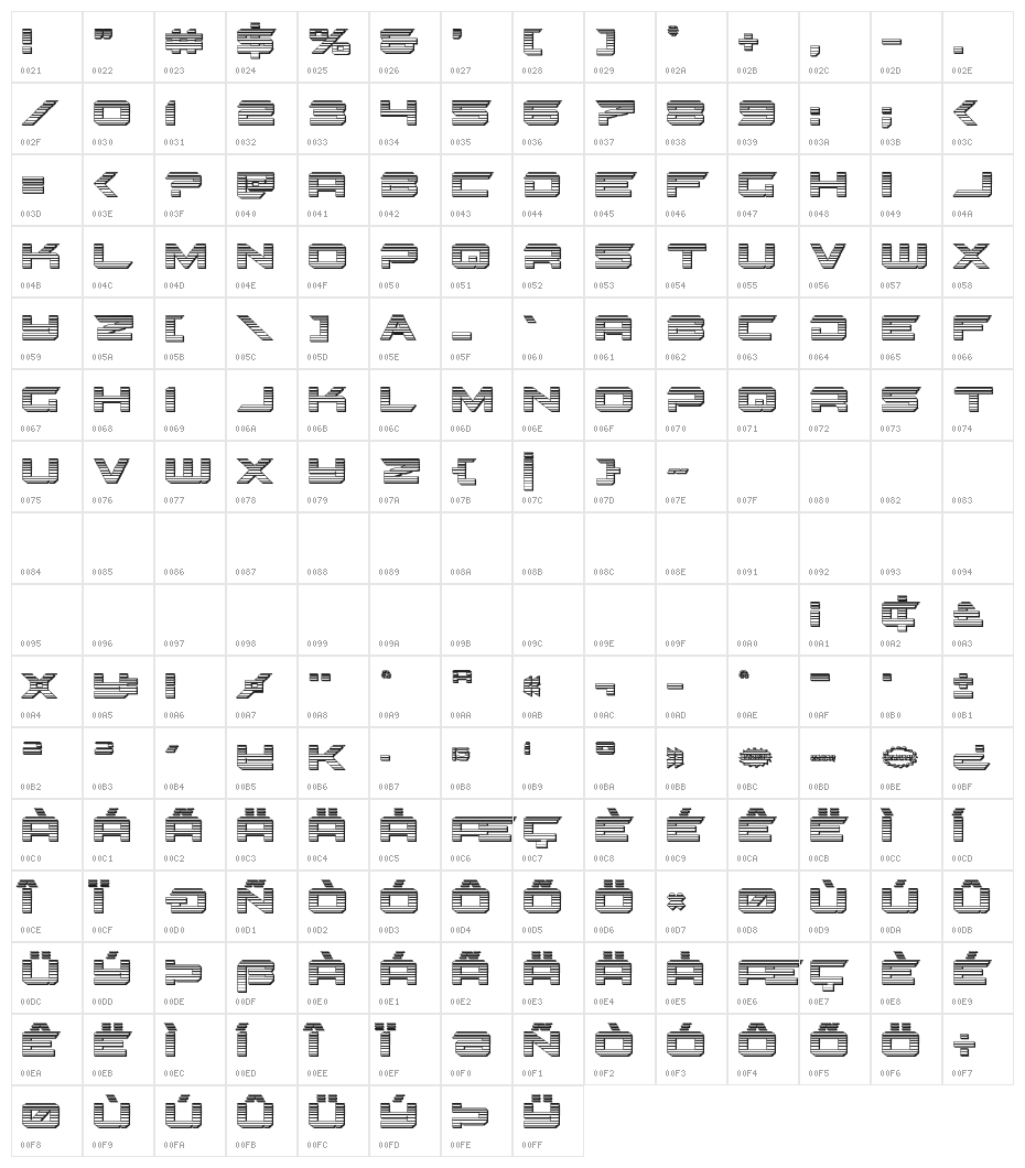 Gypsy Killer Chrome Regular Character Map