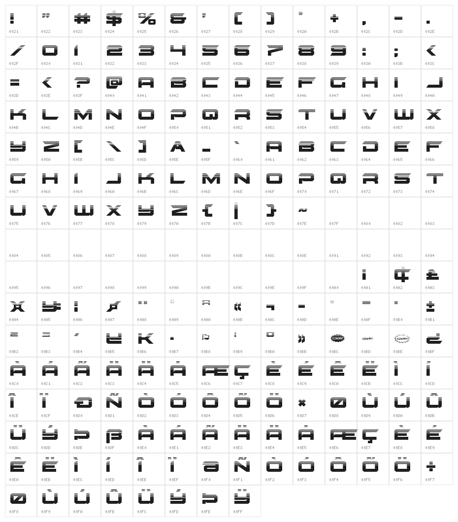 Gypsy Killer Half-Tone Regular Character Map