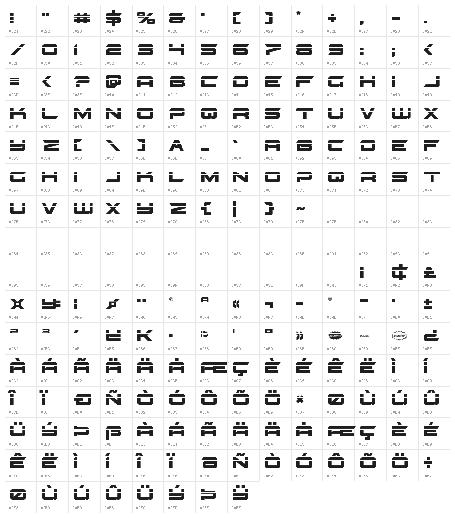 Gypsy Killer Laser Regular Character Map
