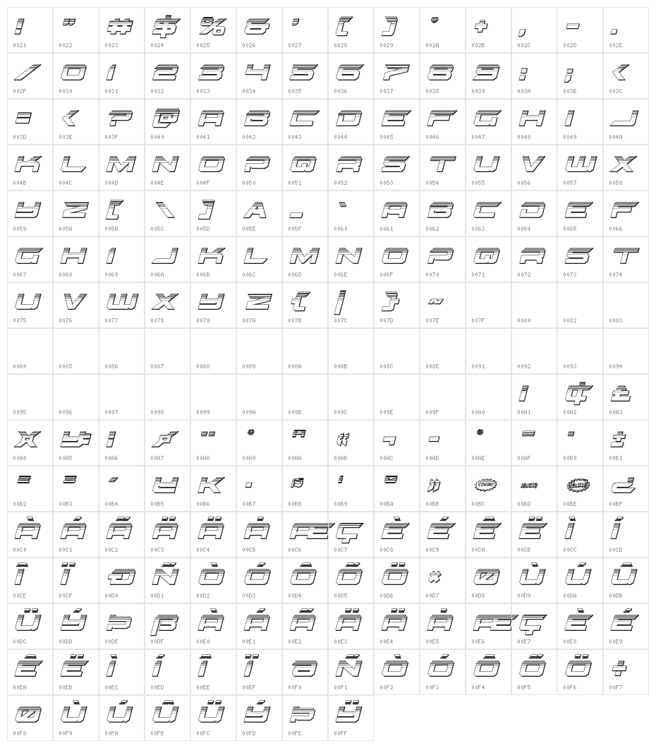 Gypsy Killer Platinum Italic Character Map