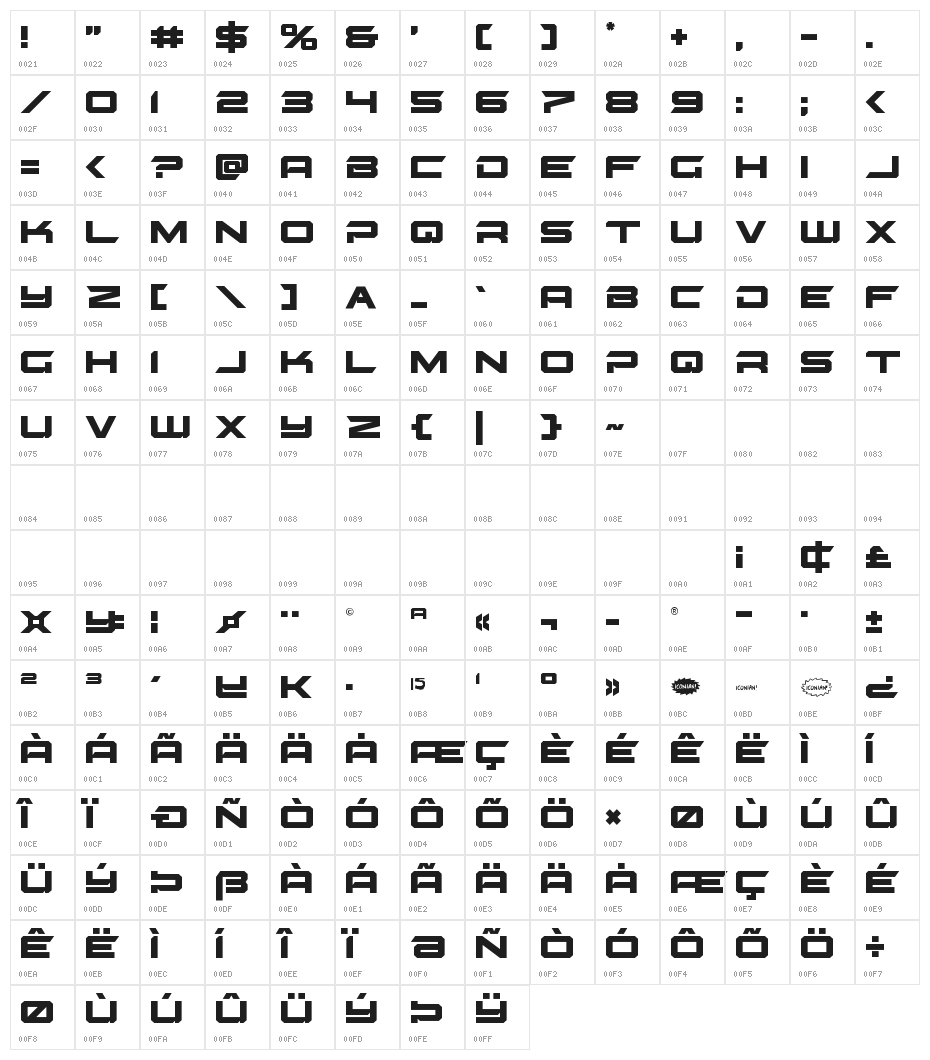 Gypsy Killer Regular Character Map