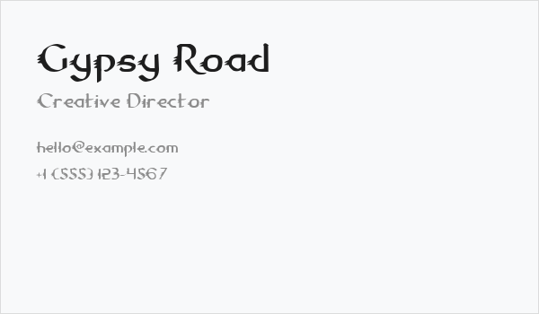 Gypsy Road Business Card
