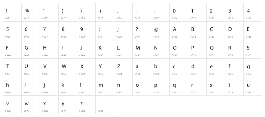 H4 Bushes Font Regular Character Map