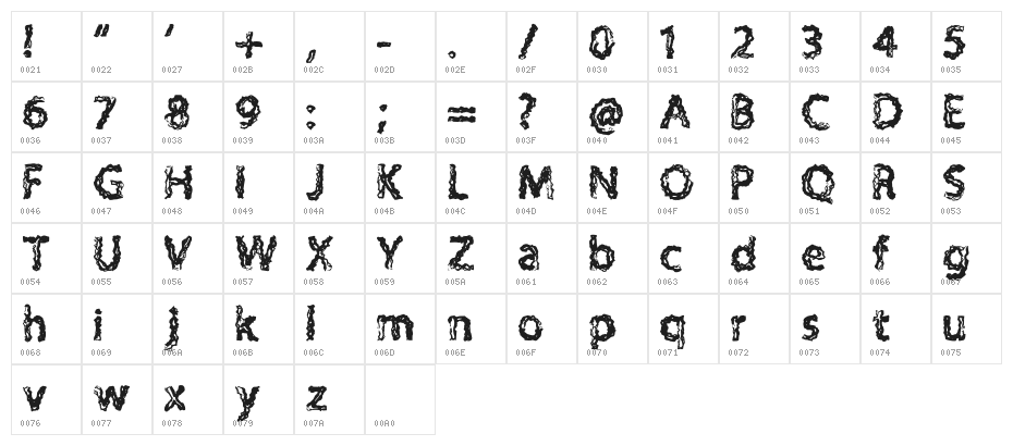 H4 Charcoal Font Regular Character Map