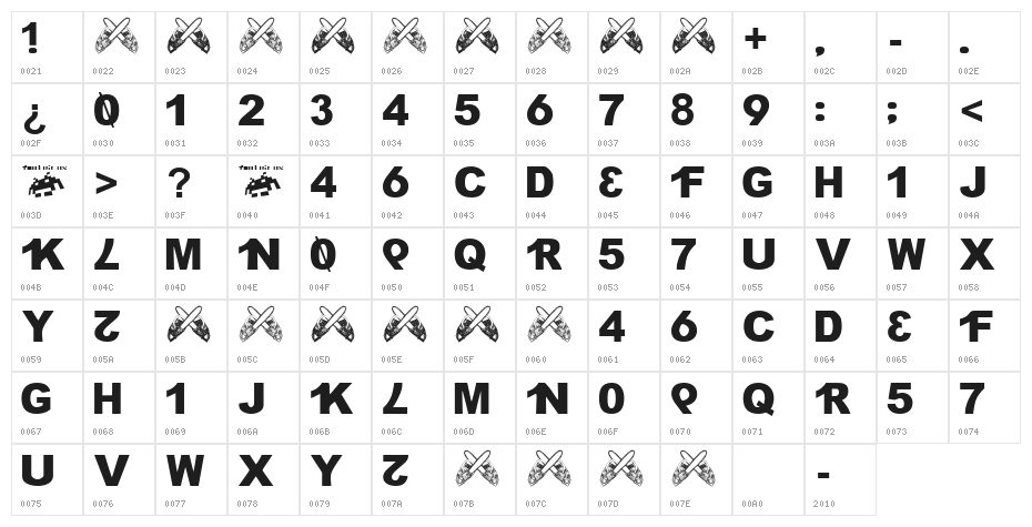 H4XX0R    1337 5CR1P7 Character Map