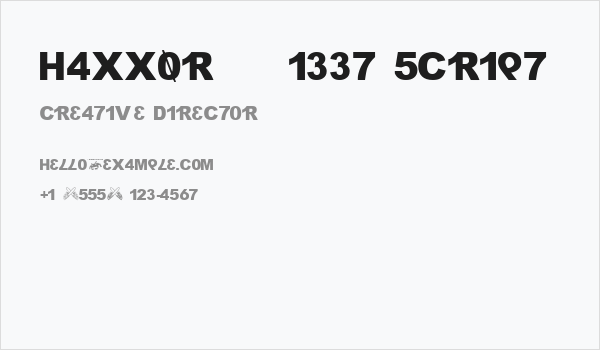 H4XX0R    1337 5CR1P7 Business Card