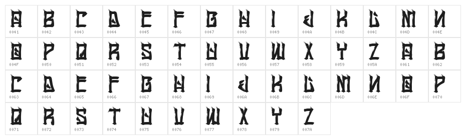 H74 Chingon Regular Character Map