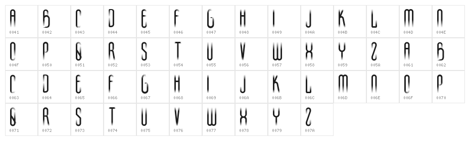 H74 Conquest Thin Character Map