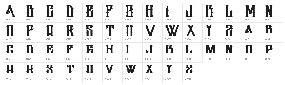 H74 Dirty Sanchez Character Map