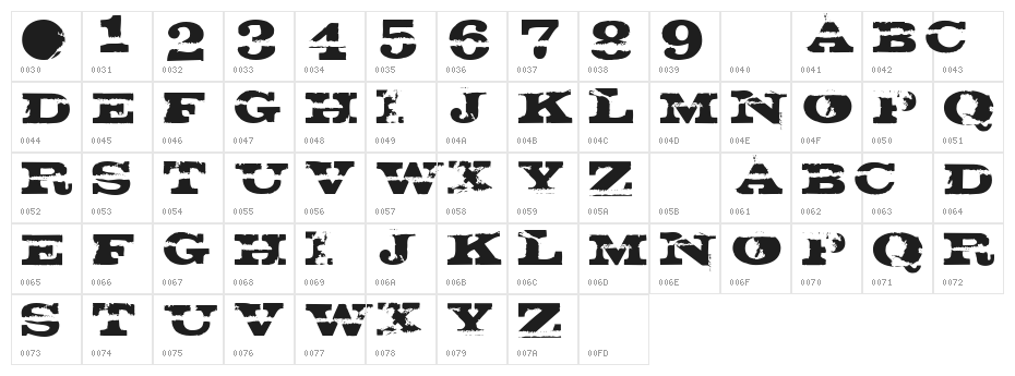 H74 Gatecrashre Normal Character Map