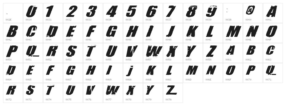 H74 Revolution Character Map